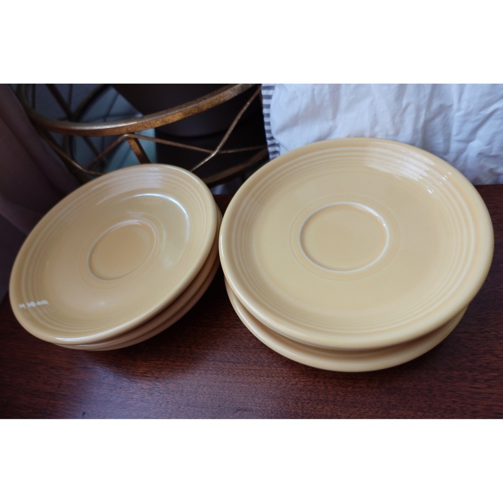 Vintage Homer Laughlin Fiesta Yellow Teacup saucer plates-‎ Set of 6